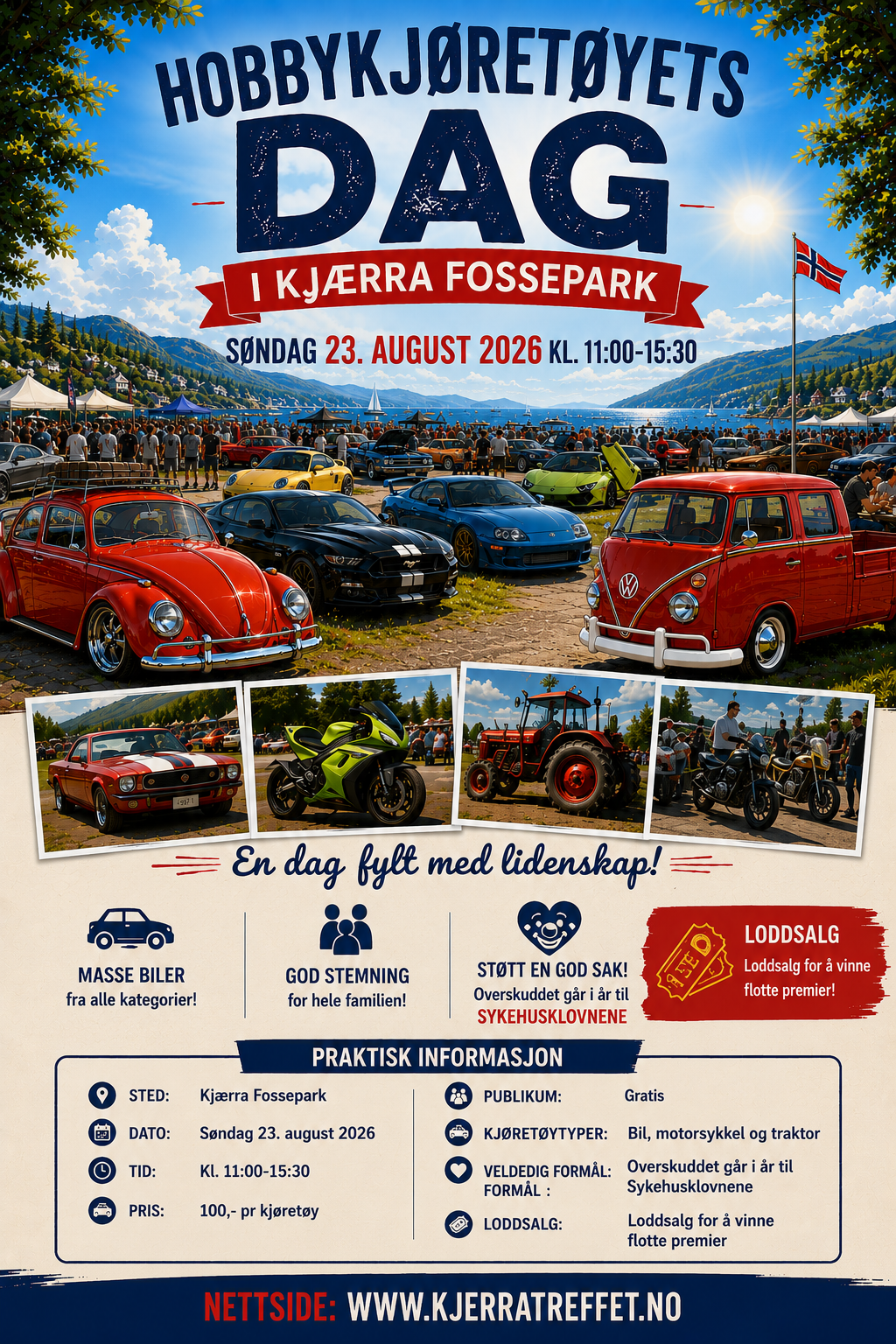 Plakat 1 for Hobbykjøretøyets dag i Kjærra Fossepark