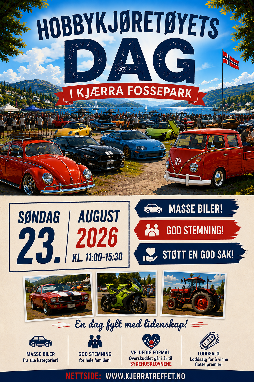 Plakat 2 for Hobbykjøretøyets dag i Kjærra Fossepark