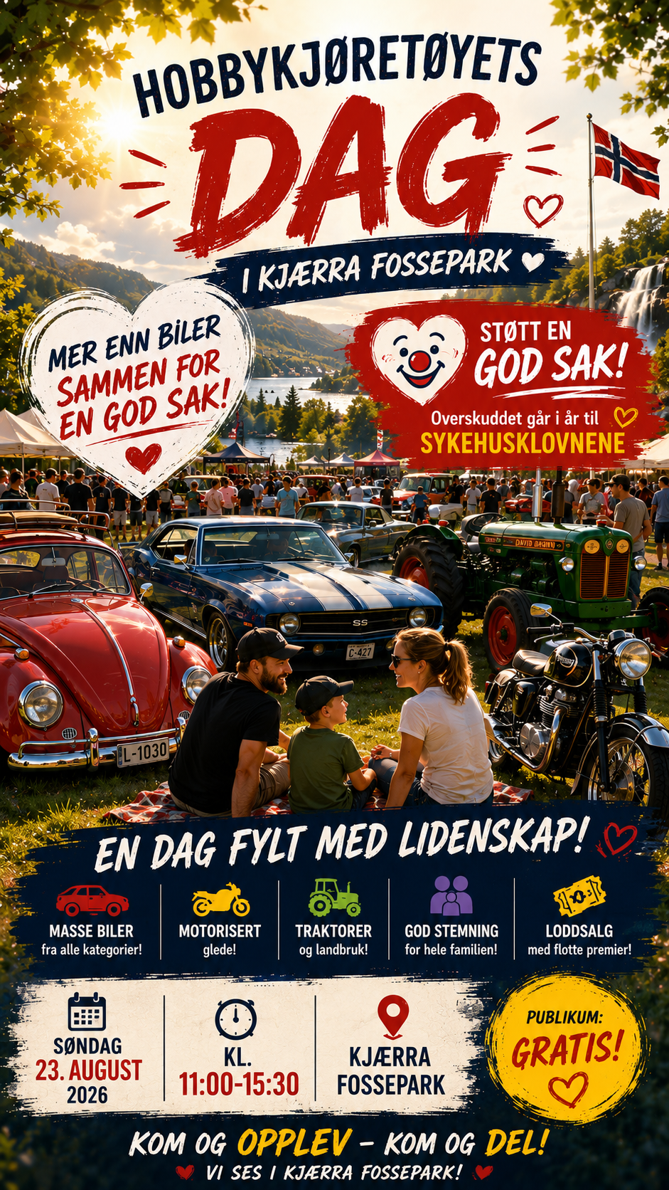 Snapchat-vennlig bilde 1 for Hobbykjøretøyets dag i Kjærra Fossepark